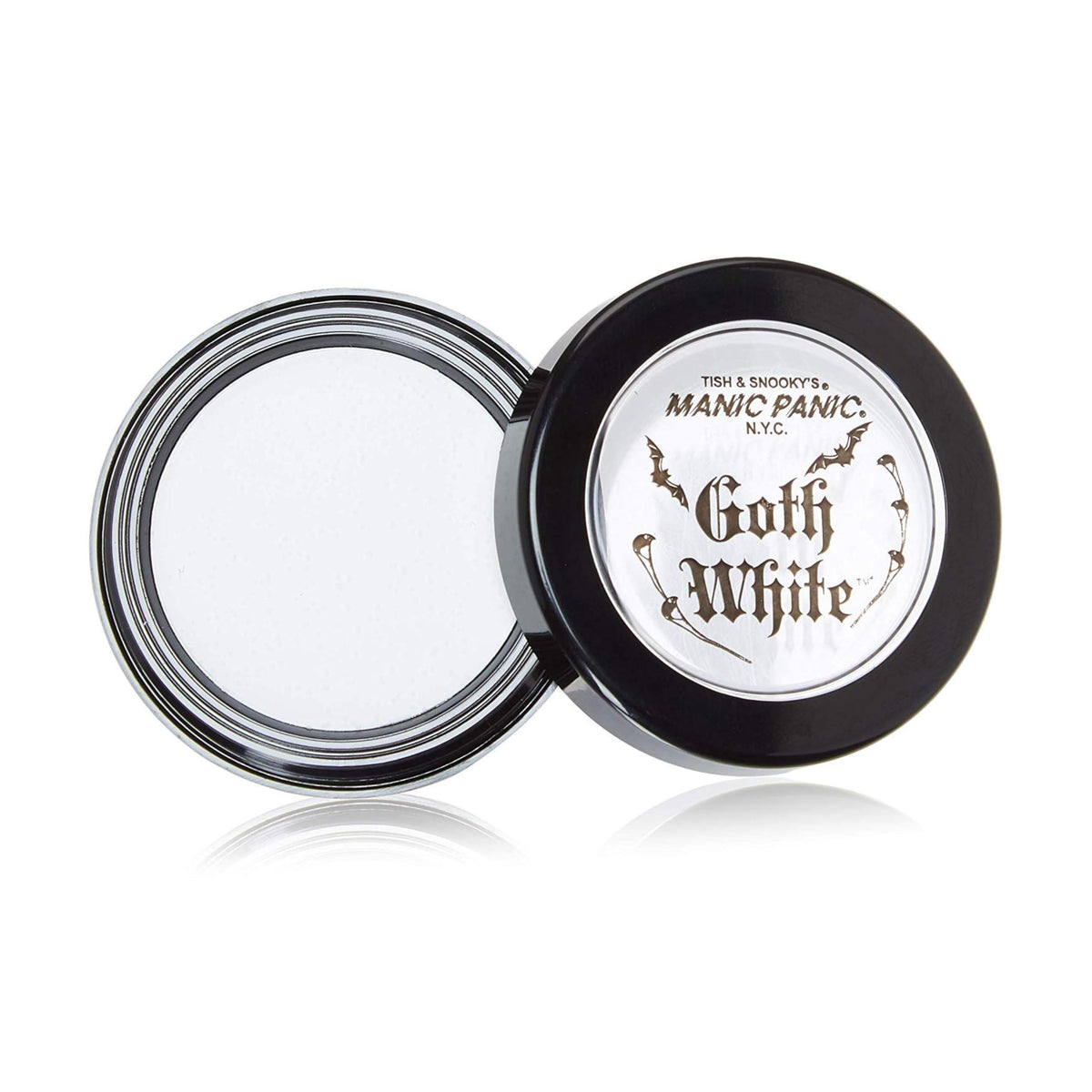 MANIC PANIC Gothique Blanc Creme-Poudre : flacon démontrant base blanche parfaite pour look gothique