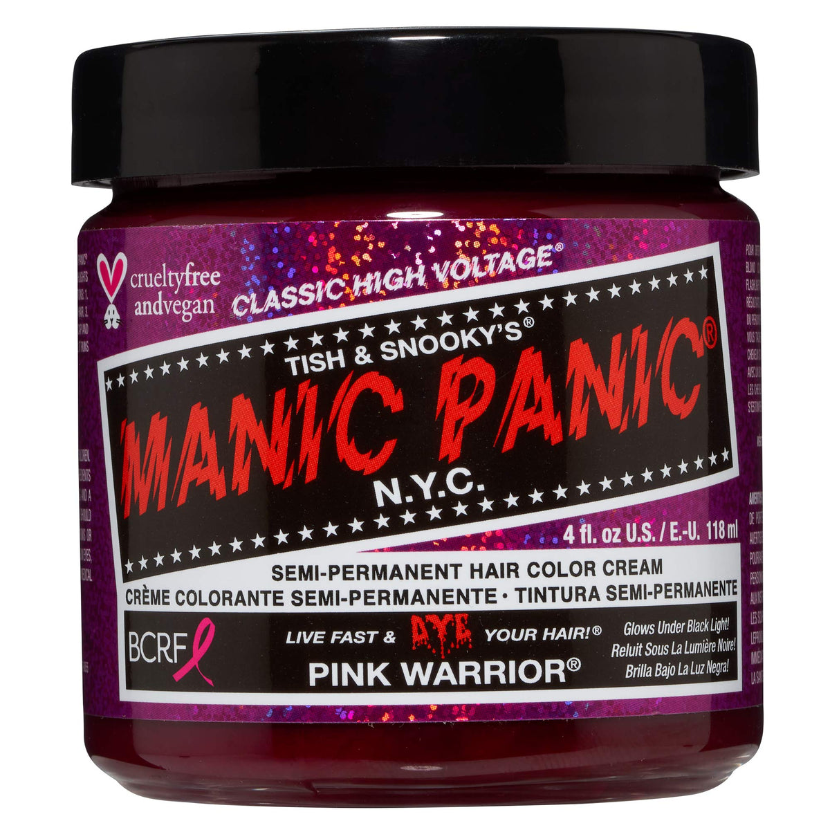 MANIC PANIC Pink Warrior – bouteille 4oz avec couleur vibrante et durable