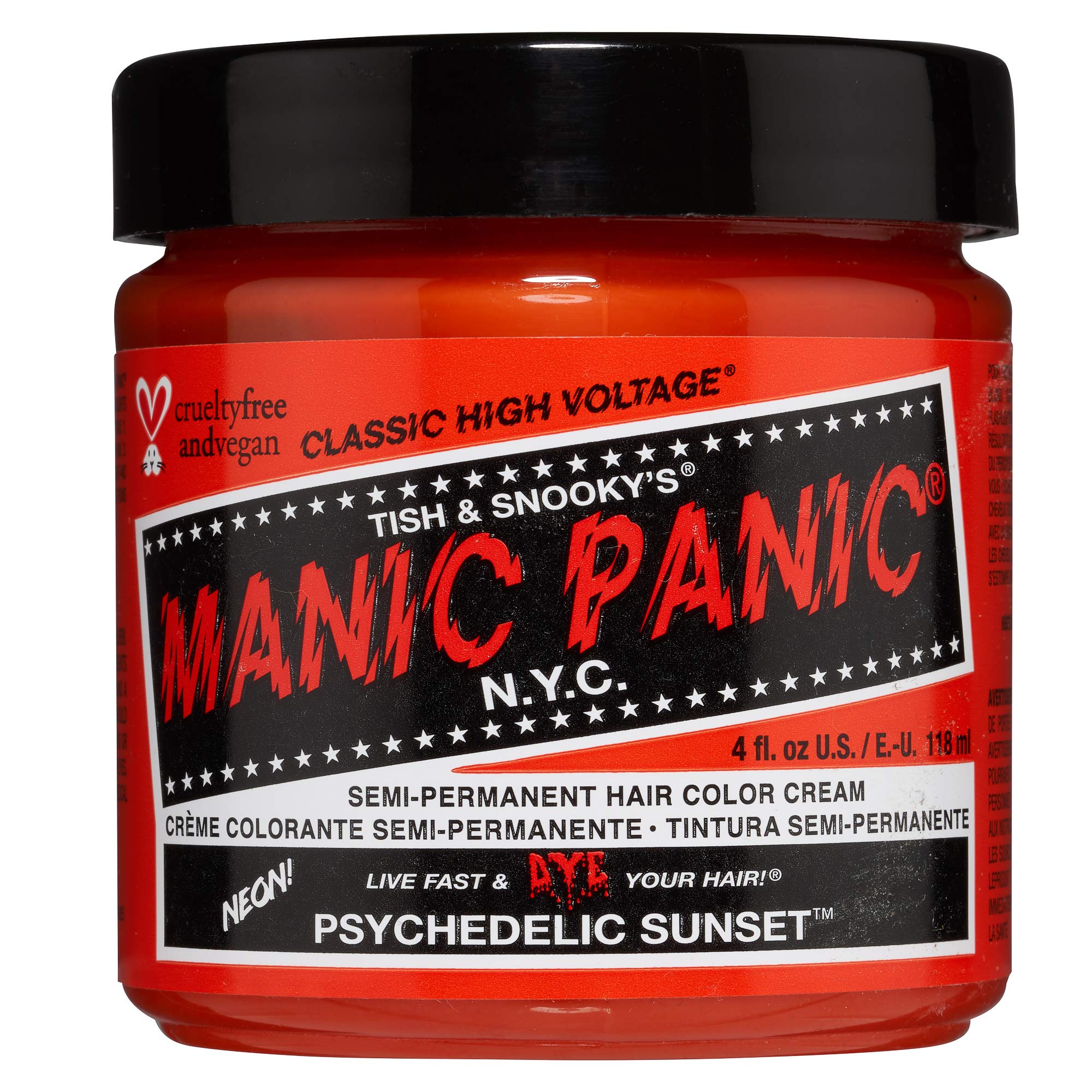 MANIC PANIC Psychedelic Sunset, bouteille 4oz, couleur néon-orange durable pour cheveux