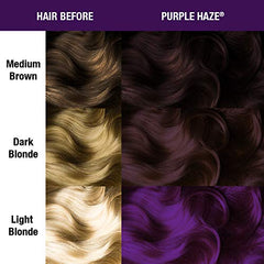 Cheveux prééclaircis prêts à recevoir Purple Haze pour un rendu intense