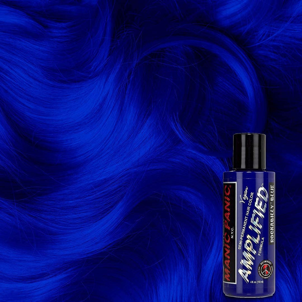 Emballage et étiquette MANIC PANIC Rockabilly Blue, guide clair pour l'application.