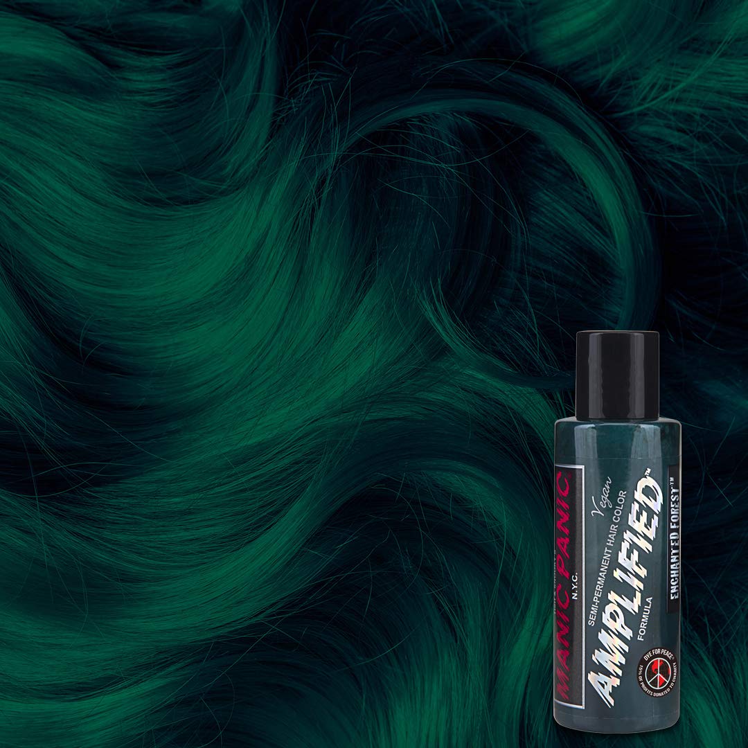 MANIC PANIC Foret Enchantee swatch montrant une teinte vert-bleuté idéale pour cheveux foncés