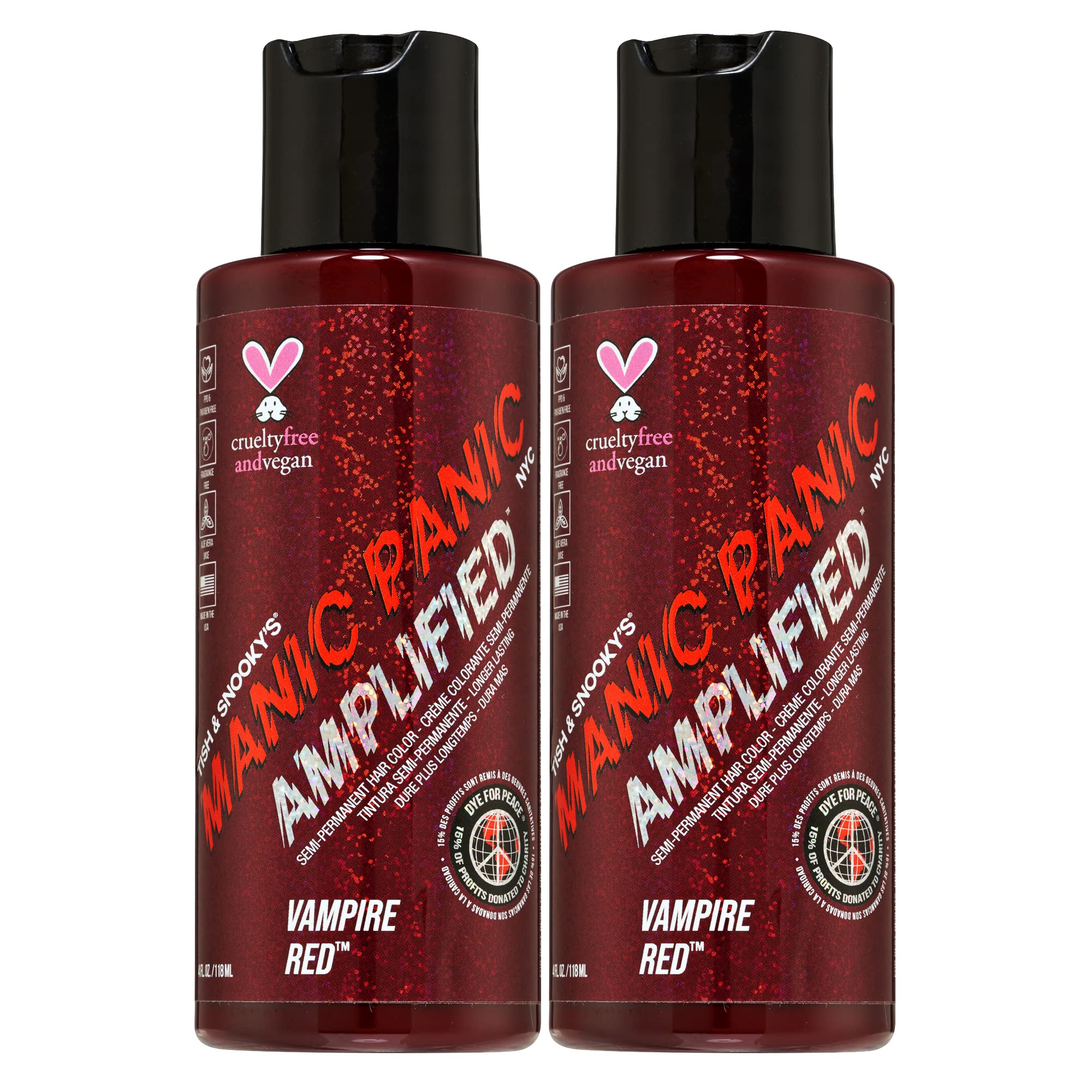 MANIC PANIC Vampire Red Amplified – Bouteille couleur riche pour rouge profond sur cheveux pre-eclaircis.