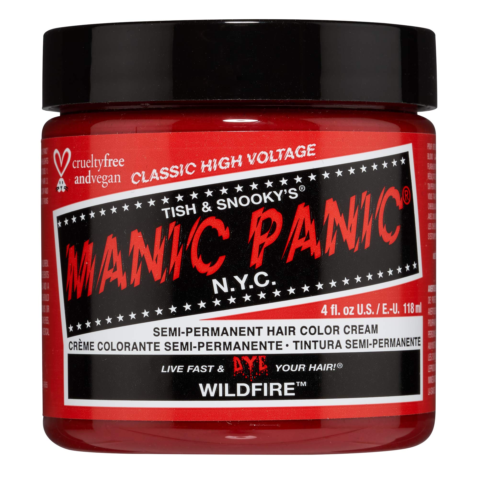 MANIC PANIC Wildfire: bouteille 4oz prête pour une couleur vive et durable.