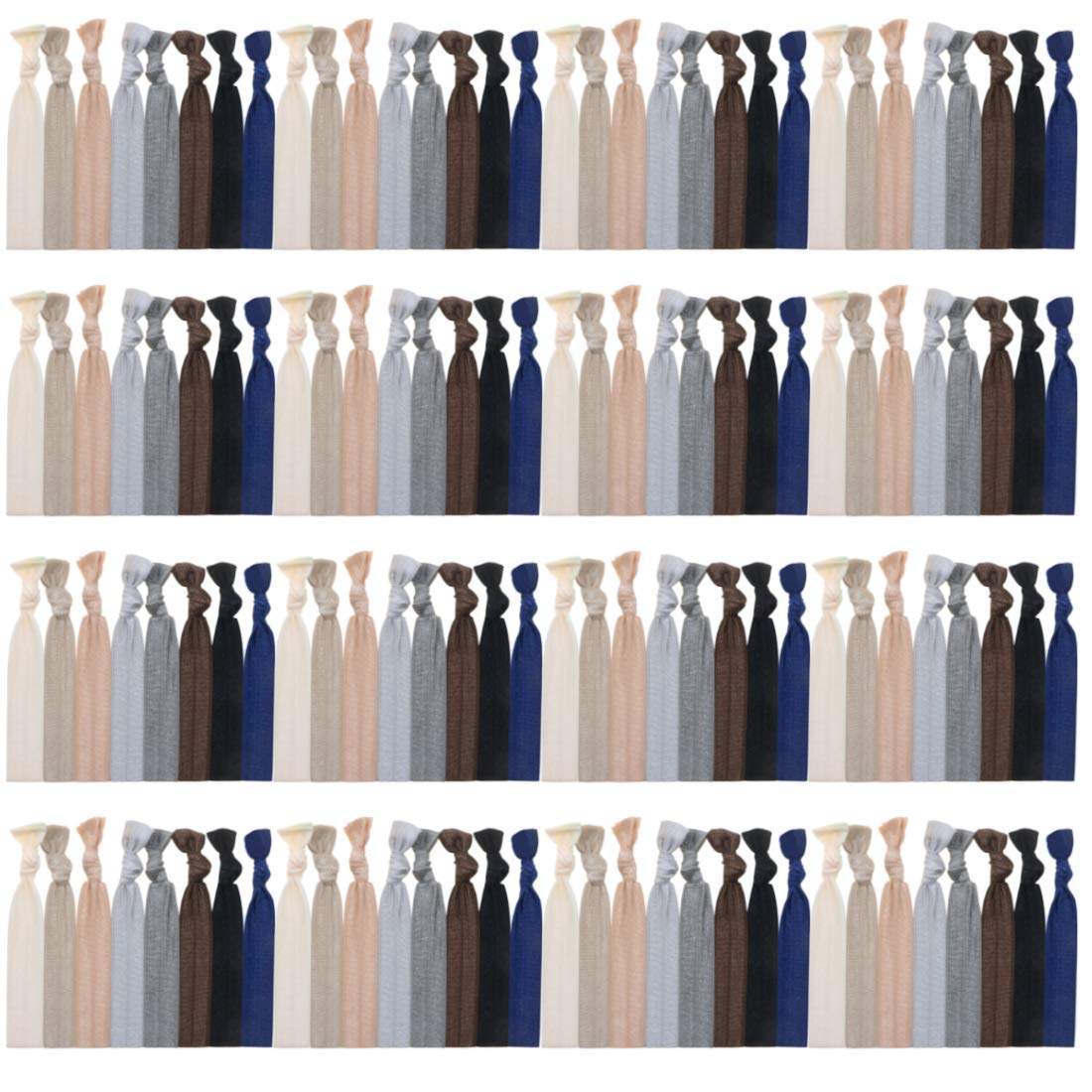ManiPepe pack 120 rubans elastiques neutres sans pli pour coiffures rapides.