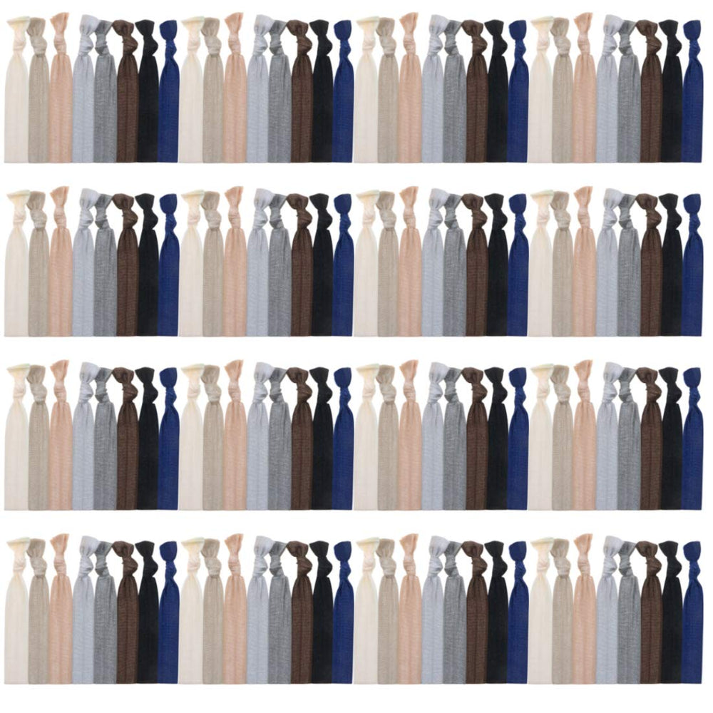 ManiPepe pack 120 rubans elastiques neutres sans pli pour coiffures rapides.