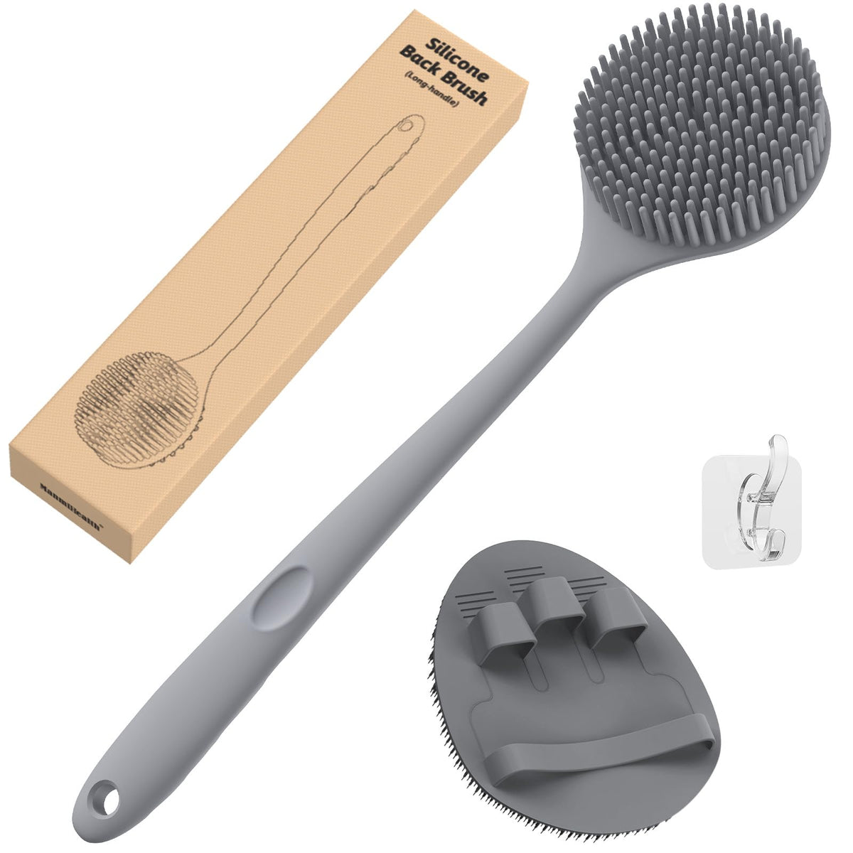 Manmihealth brosse dos en silicone, brins épais pour un gommage en profondeur.