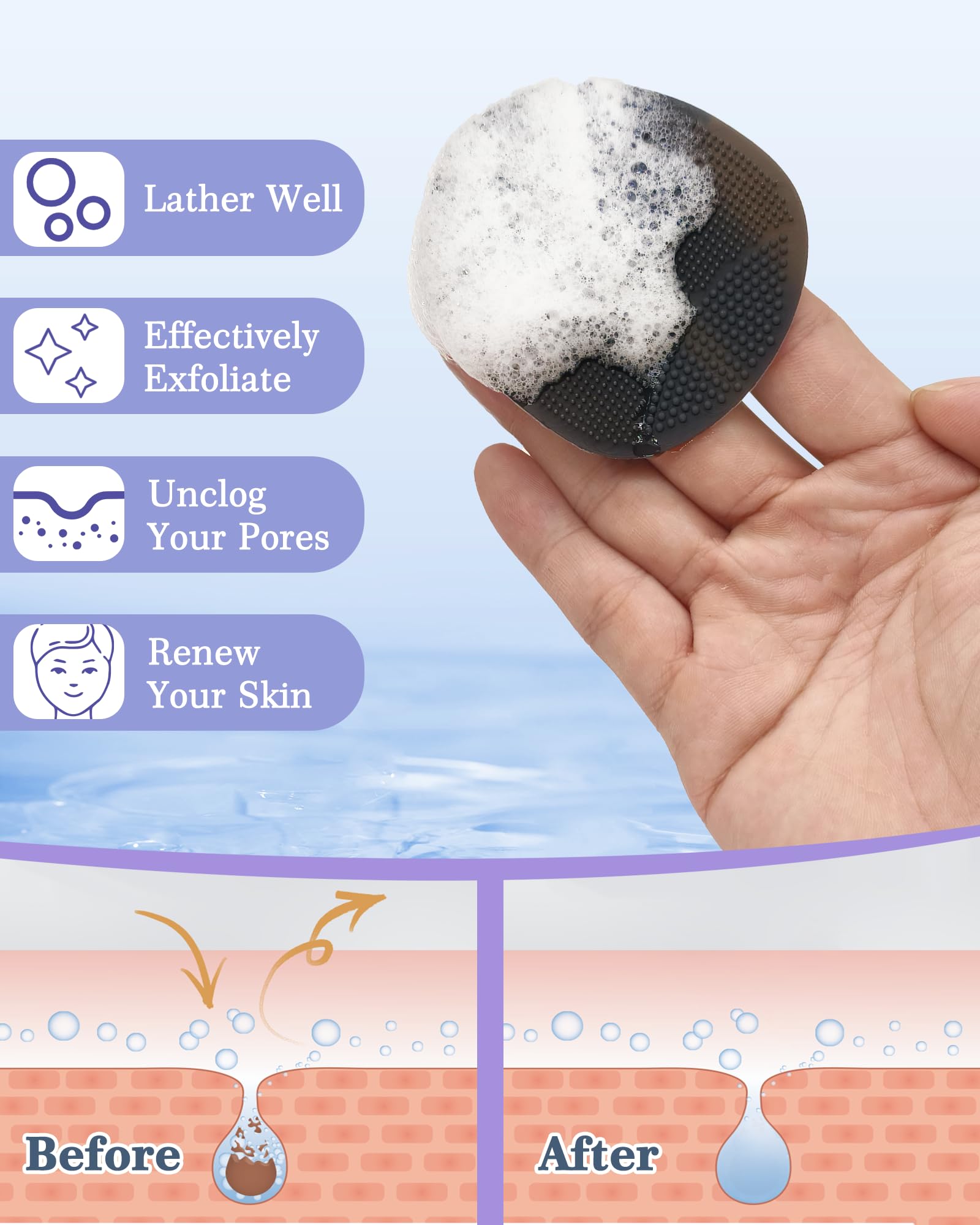 Brosse douche Manmihealth: texture anti-glissement pour un lavage efficace