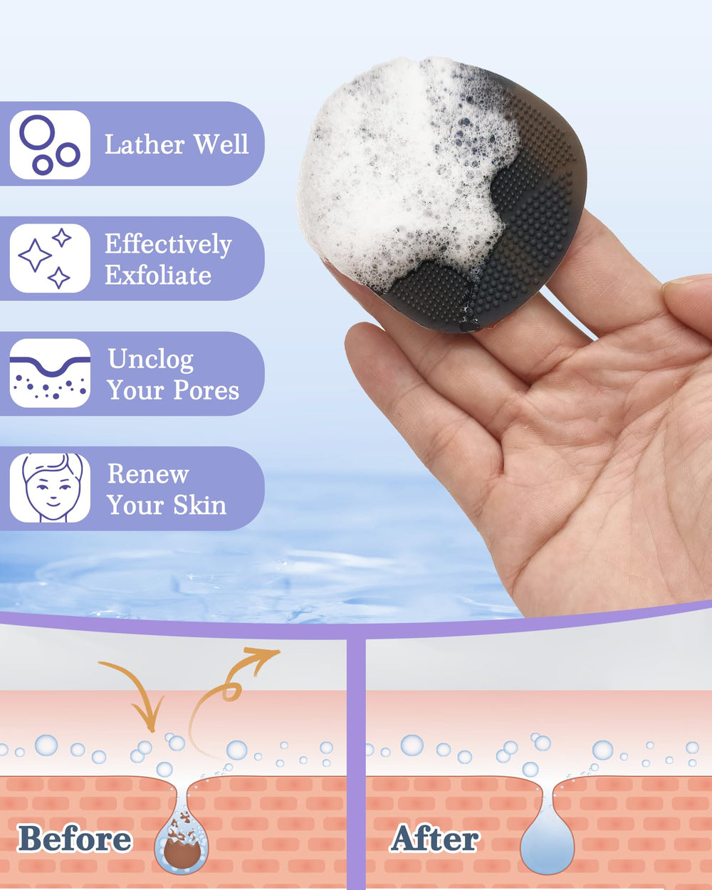 Brosse douche Manmihealth: texture anti-glissement pour un lavage efficace