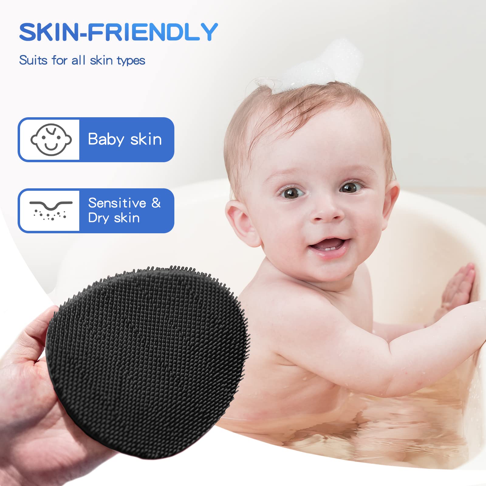 Manmihealth brosse-douche-silicone-accessoires-crochets-inclus, rangement pratique.