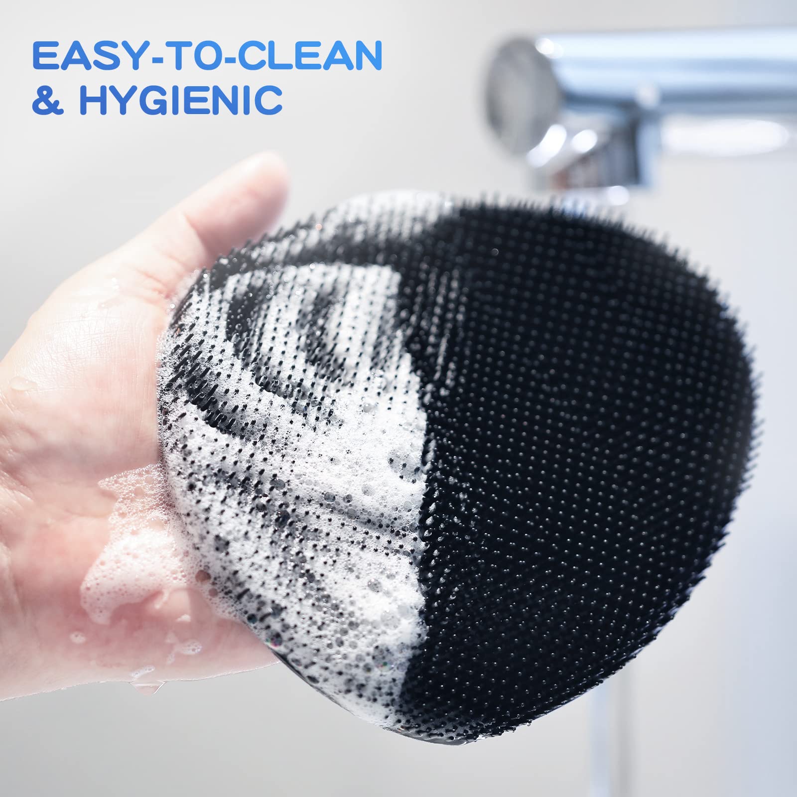 Manmihealth brosse-douche-silicone-nettoyage-hygienique, matériau facile à nettoyer et sèche rapidement.