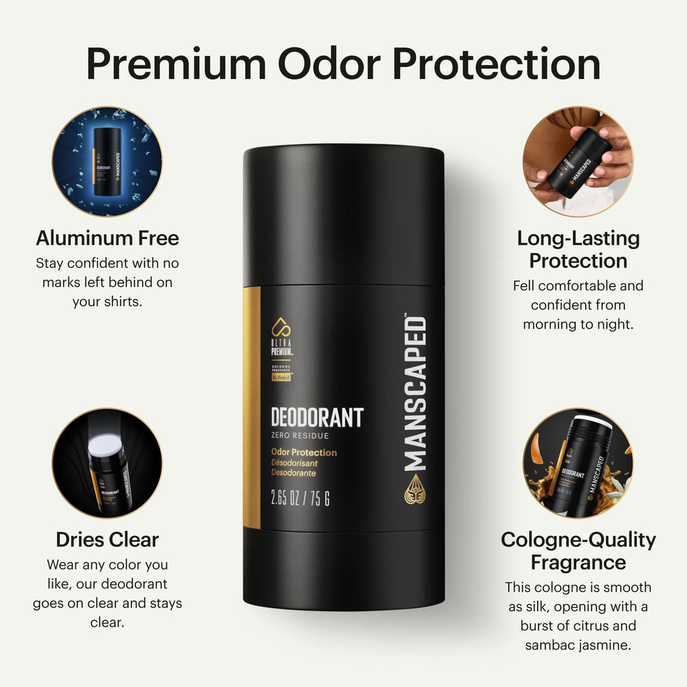 MANSCAPED Déodorant sans aluminium, efficacité claire et sans traces sur les vetements