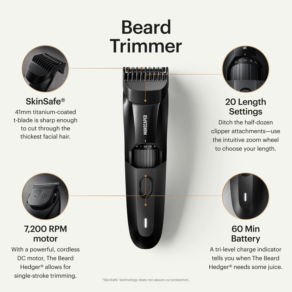 MANSCAPED The Beard Hedger guide-comb intégré pour taillage en une passe.