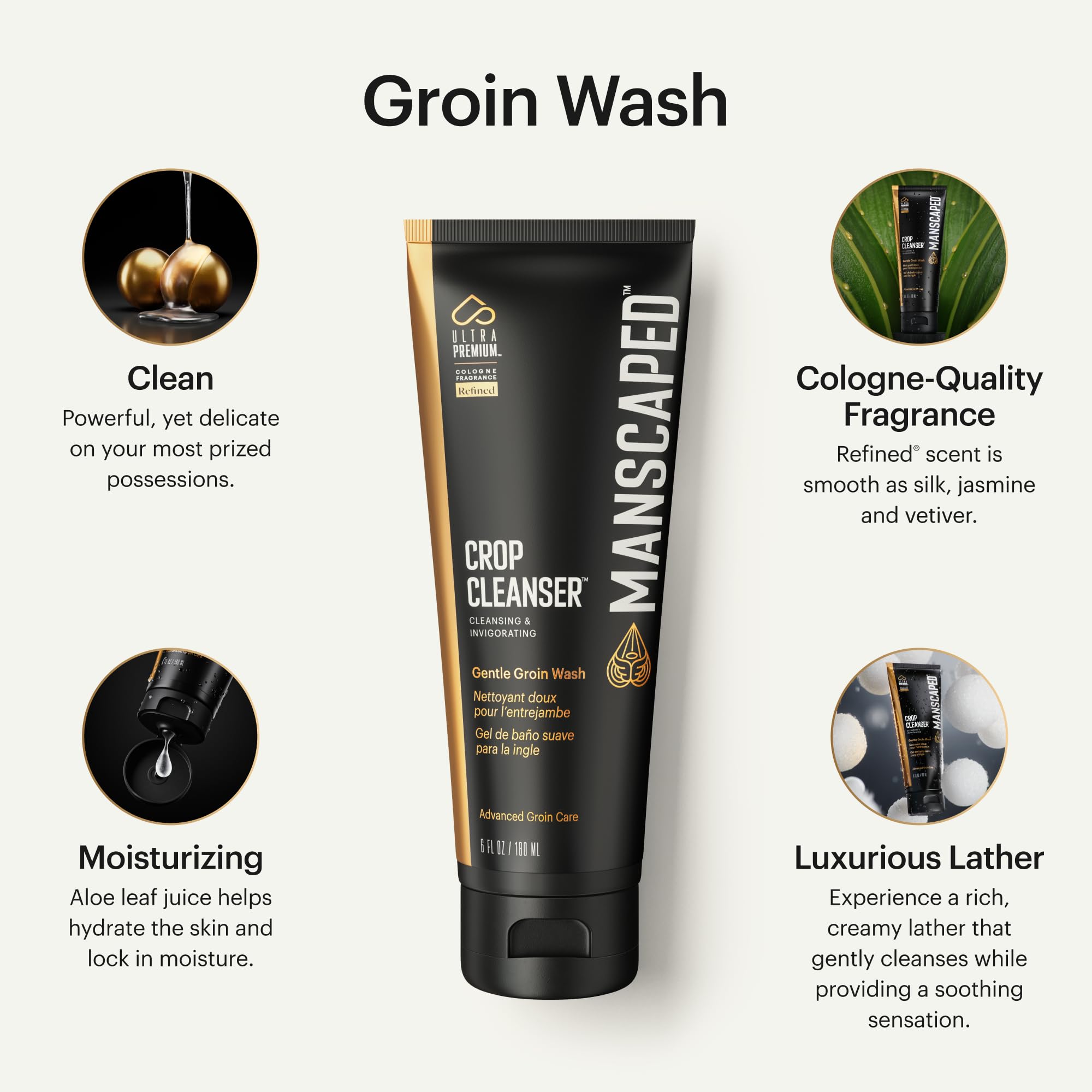 MANSCAPED Crop Cleanser – formulation prébiotique nettoyante en douceur