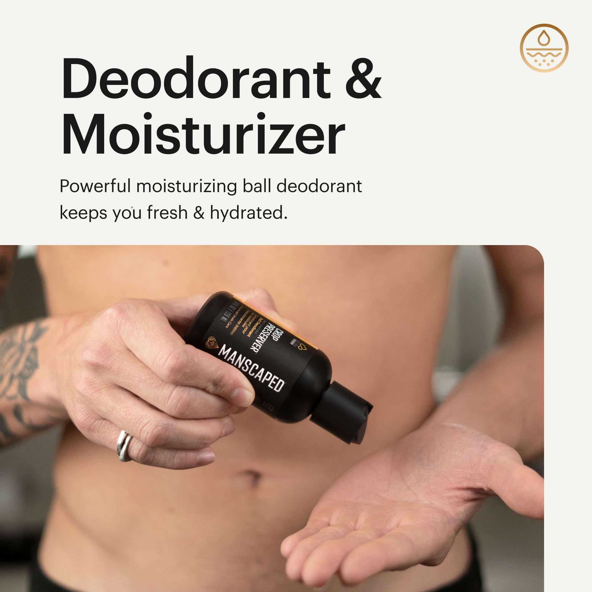 MANSCAPED Crop Preserver – application après douche, zone confortable.