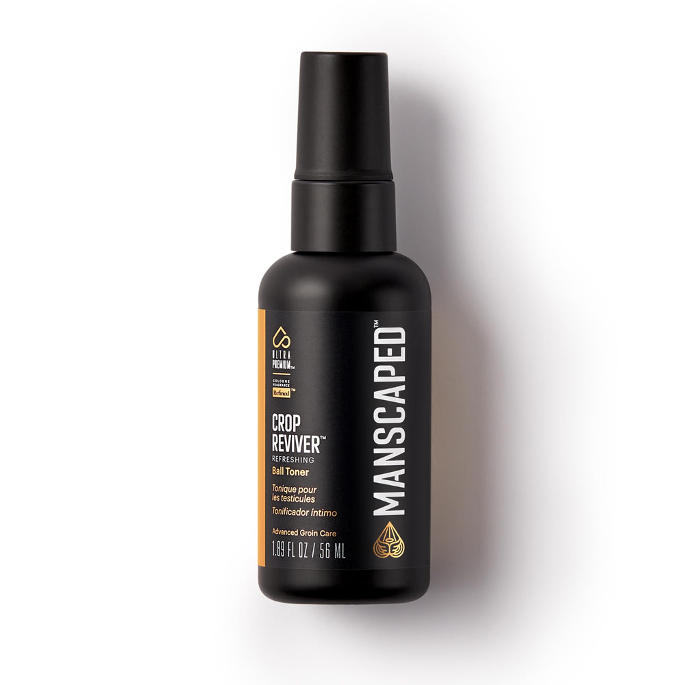 MANSCAPED Crop Reviver, bouteille spray hydratante pour zones intimes.