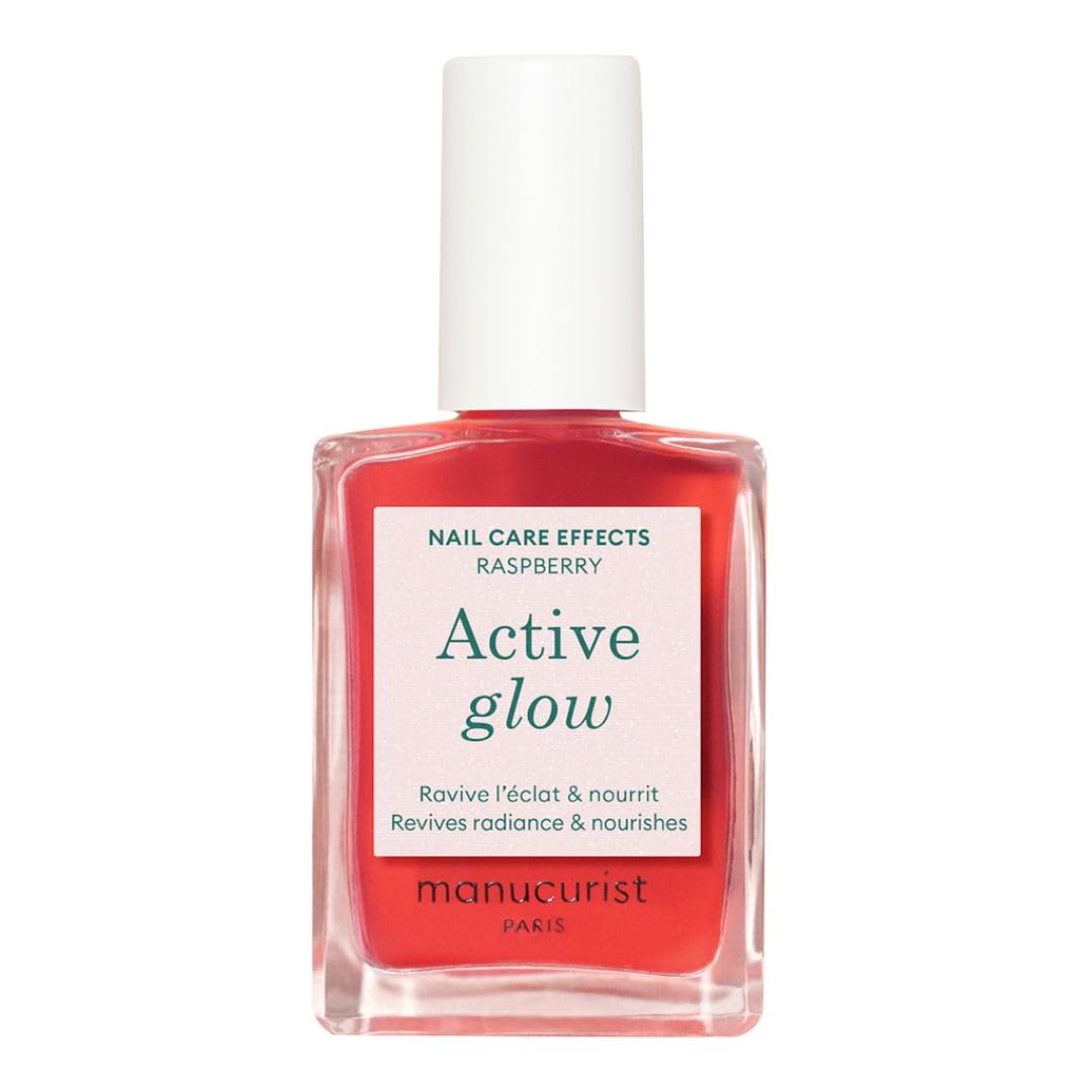 Manucurist Active Glow Raspberry – bouteille lumineuse offrant une brillance miroir durable.