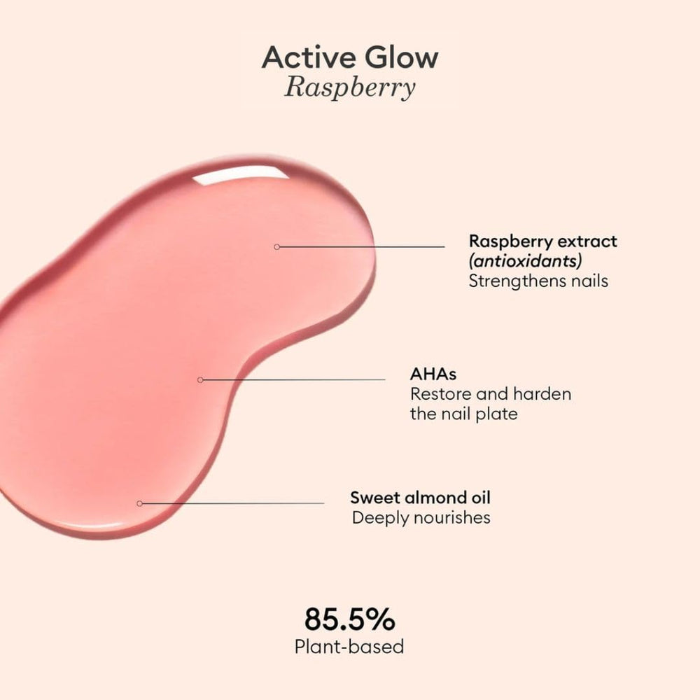 Manucurist Active Glow Raspberry – ingrédients à base d’amande douce pour l’hydratation légère.
