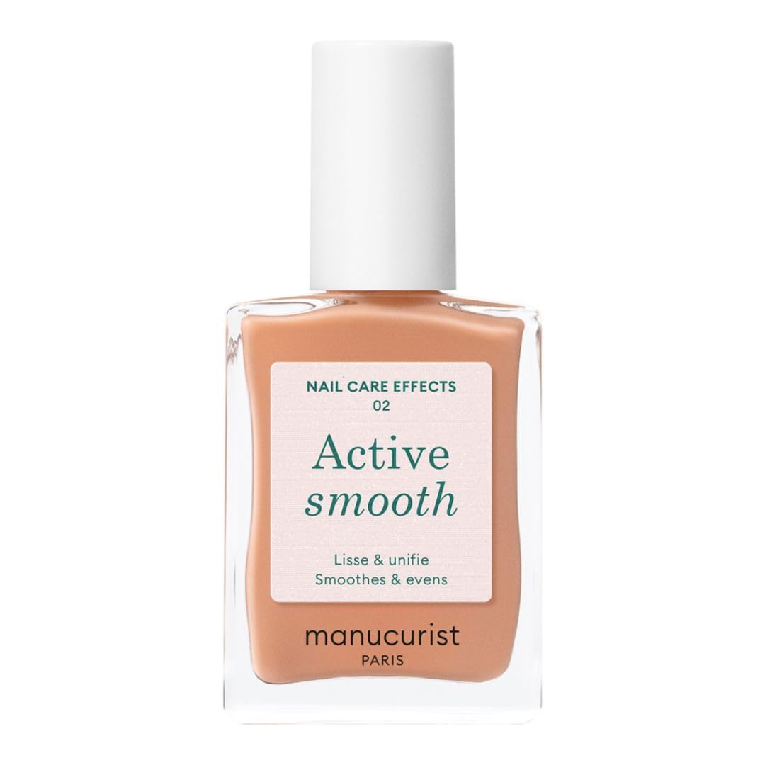 Manucurist Active Smooth 02: bouteille vernis nude doré pour une finition satinée.