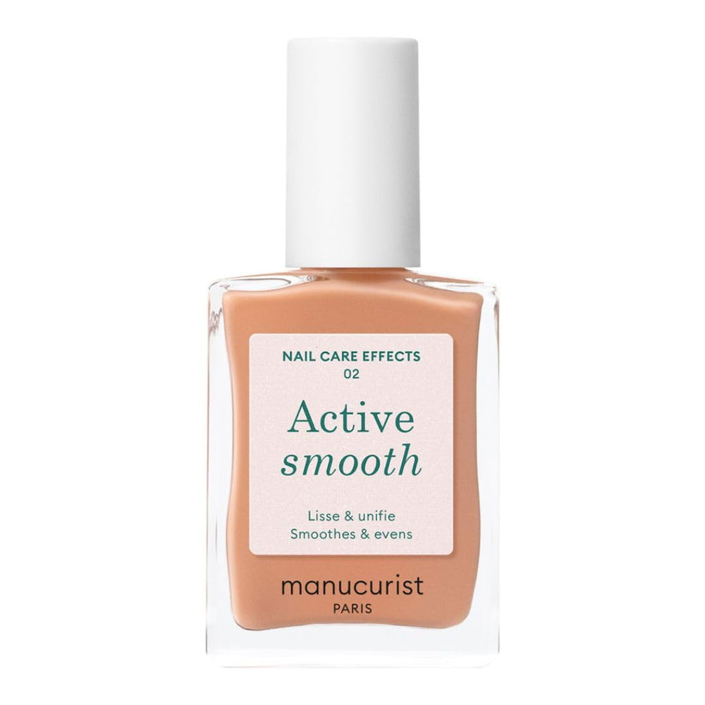 Manucurist Active Smooth 02: bouteille vernis nude doré pour une finition satinée.