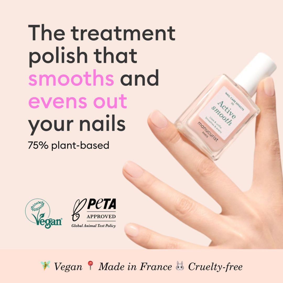 Manucurist Active Smooth - échantillon sur ongle, effet rosé lissant.