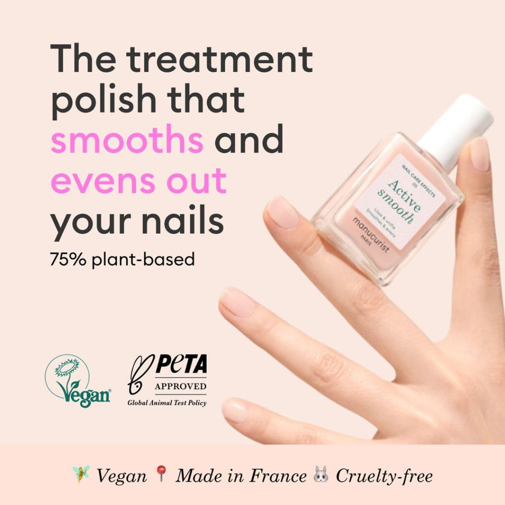 Manucurist Active Smooth - échantillon sur ongle, effet rosé lissant.