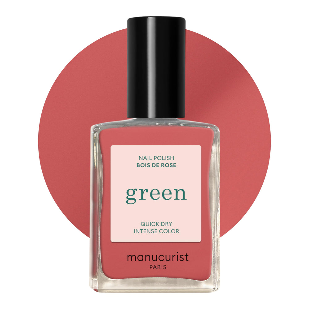 Manucurist Green Bois de Rose bouteille vernis rose poudré avec finition brillante et longue tenue