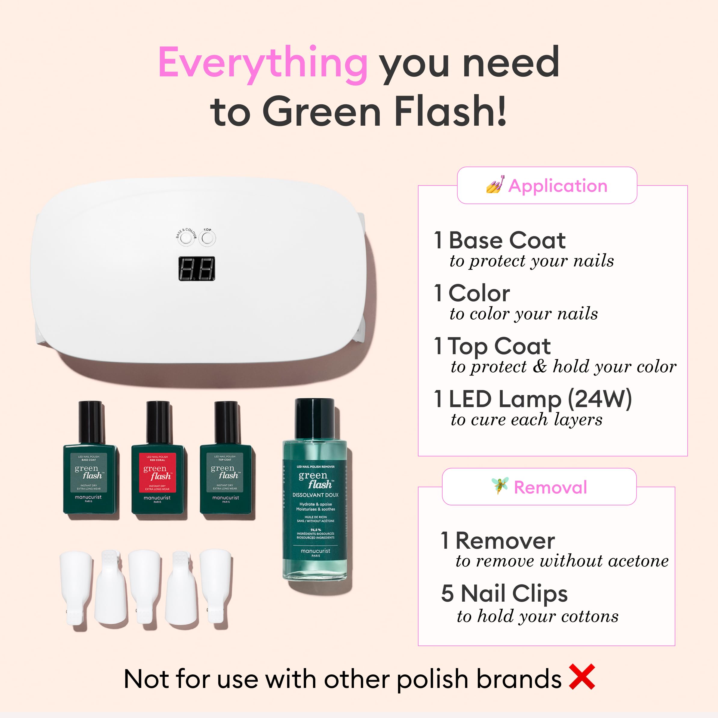 Démaquillant sans acétone Manucurist Green Flash Slim retire gel et vernis
