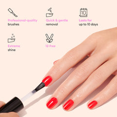 Green Flash Top Coat en action, application gel en trois étapes.