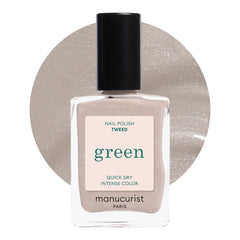 Vernis Manucurist Green Quick Dry Tweed, bouteille avec fini perlé gris pour une manucure rapide