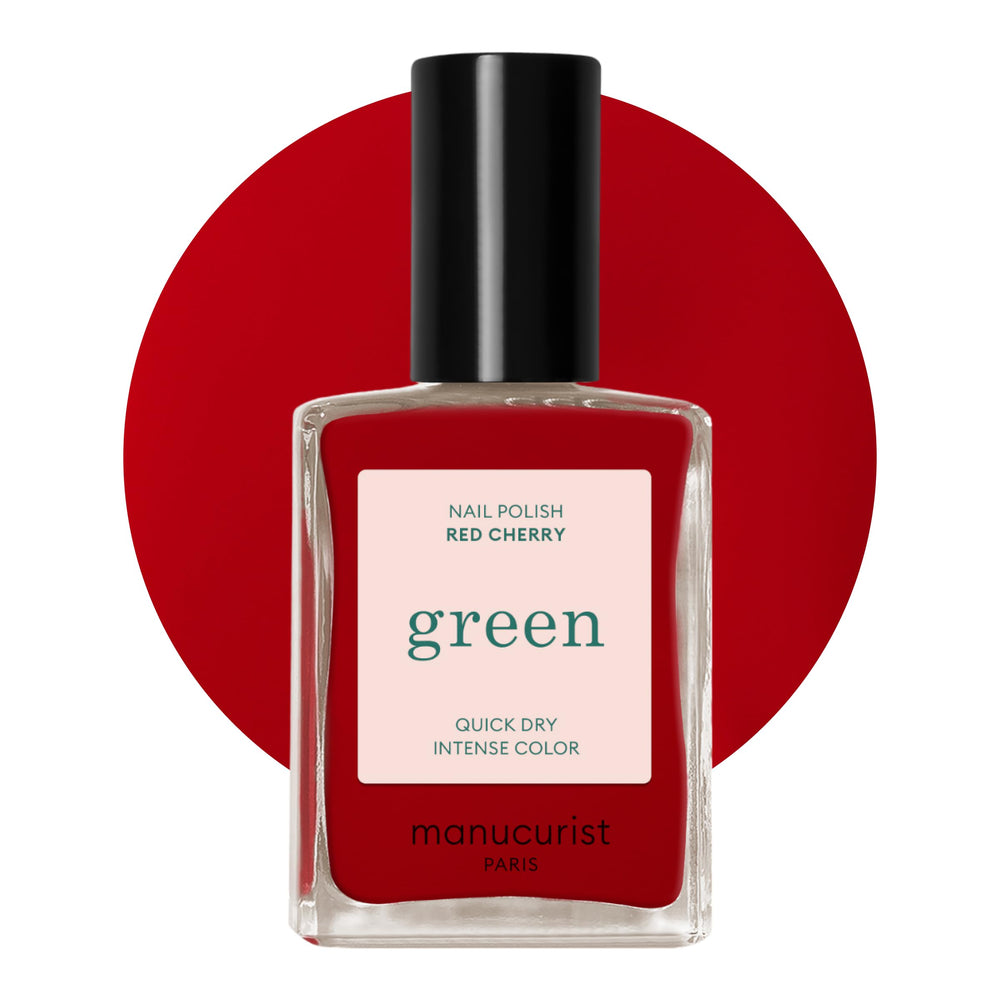 Manucurist Green Vernis à Séchage Rapide Rouge Cherry, fini brillant et longue tenue.