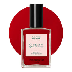 Manucurist Green Vernis à Séchage Rapide Rouge Cherry, fini brillant et longue tenue.