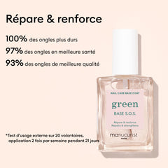 Manucurist S.O.S Base Coat – application fluide sur l’ongle.