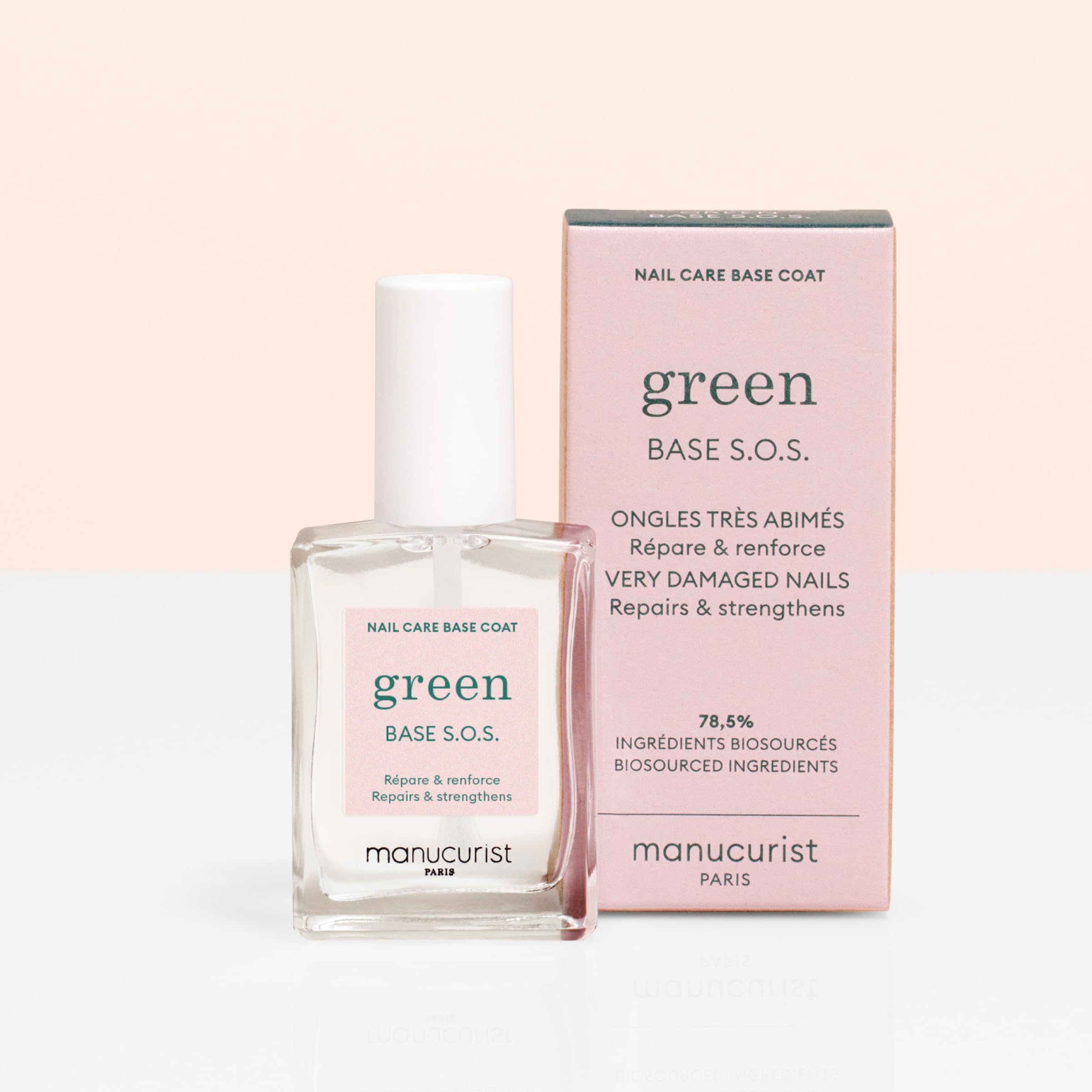 Emballage éco du S.O.S Base Coat par Manucurist.