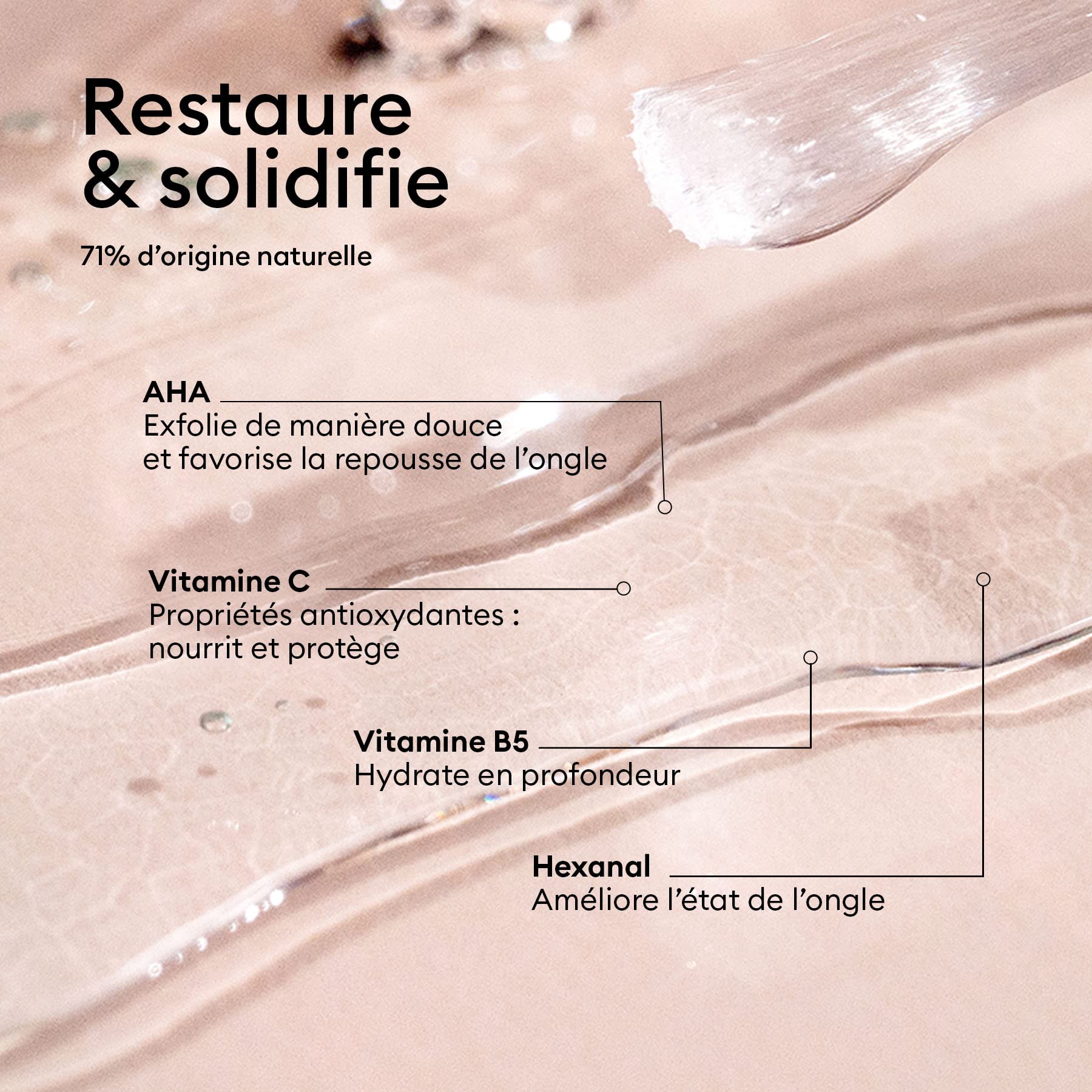 Hydratation et renforcement par Manucurist S.O.S Base Coat.