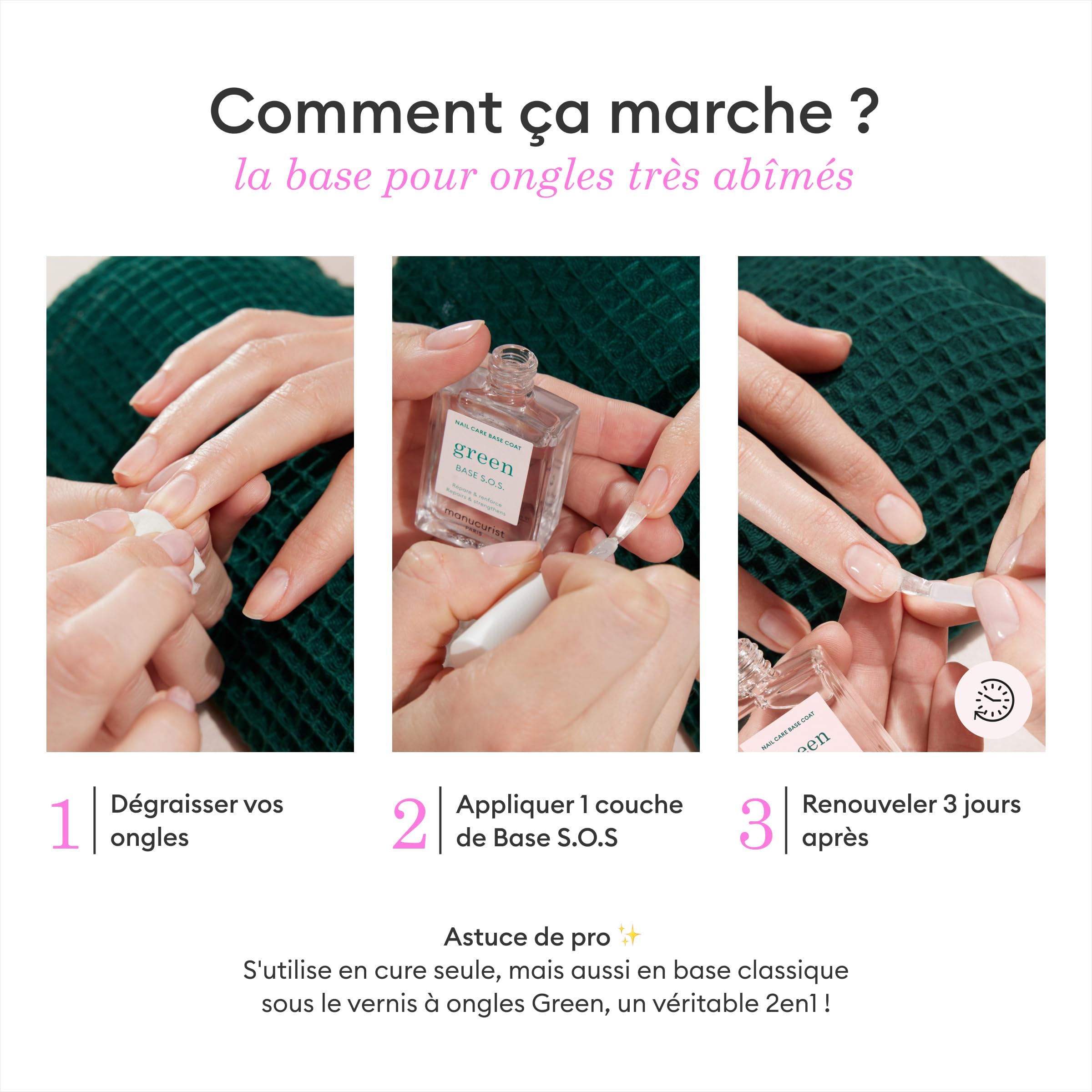 Manucurist S.O.S Base Coat – ingrédients végétaux à 78%.