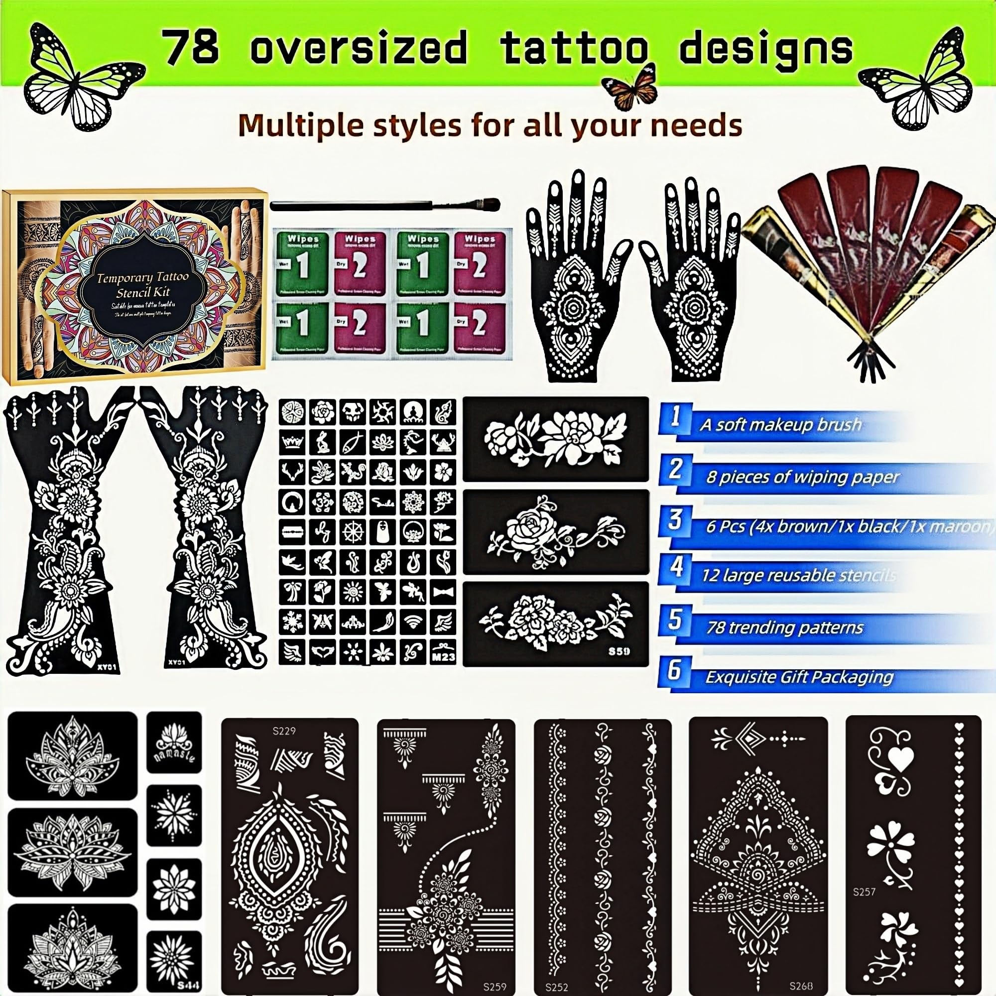 ManYan HaiYan designs tatouages temporaires 78 motifs pour personnaliser corps et tenues