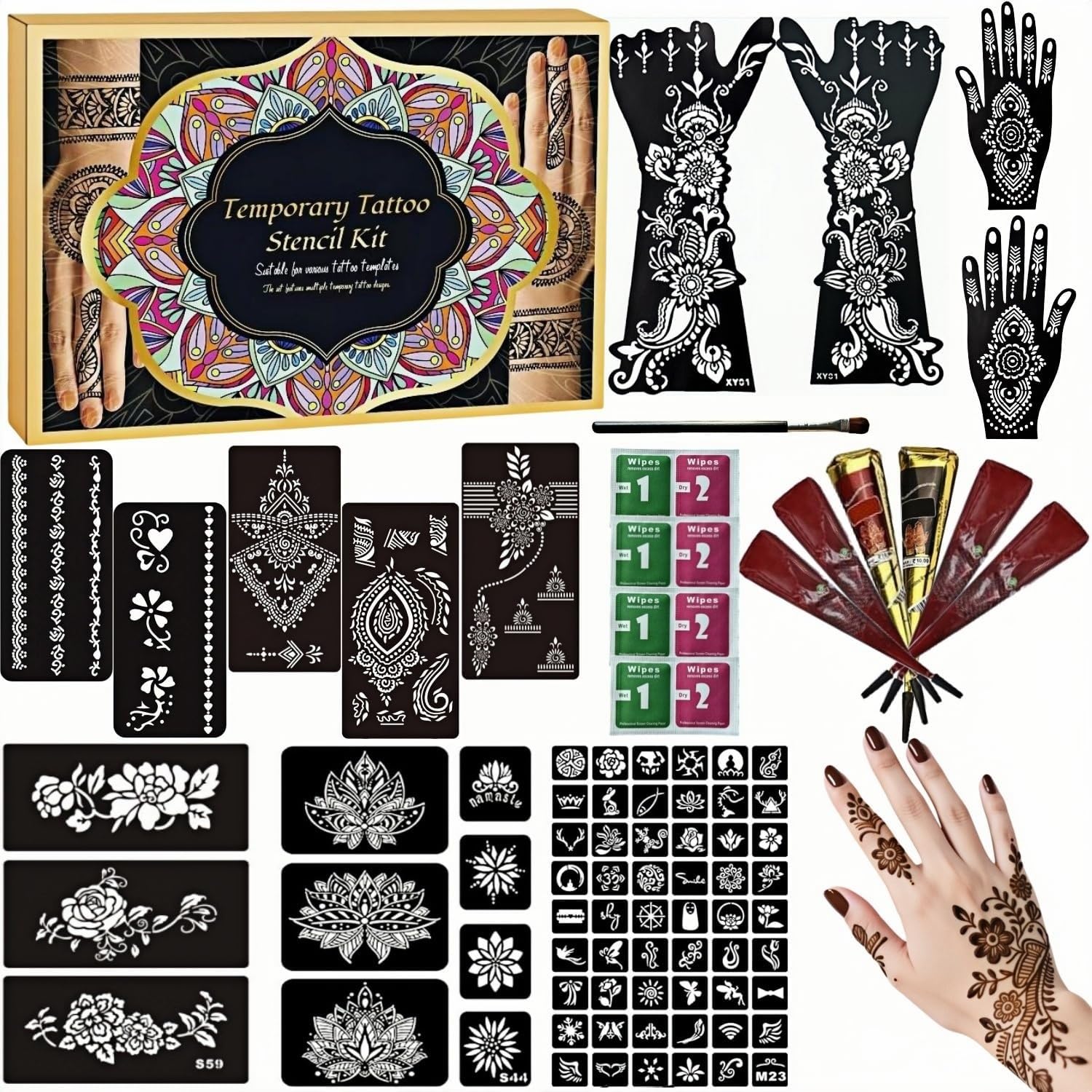 ManYan HaiYan kit tatouages temporaires grandes feuilles pour designs personnalisés et faciles