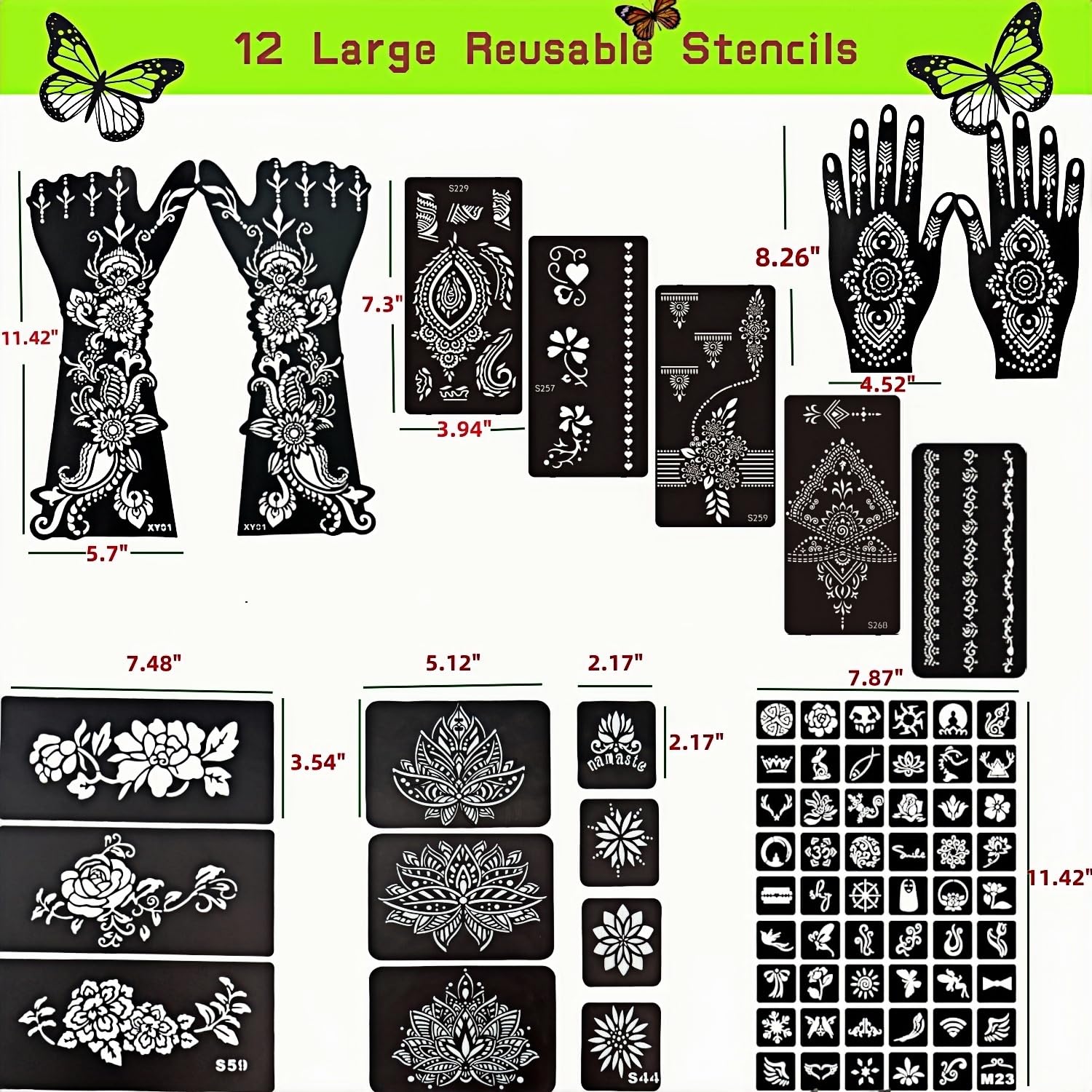 ManYan HaiYan pochoirs reutilisables 12 feuilles pour motifs durables