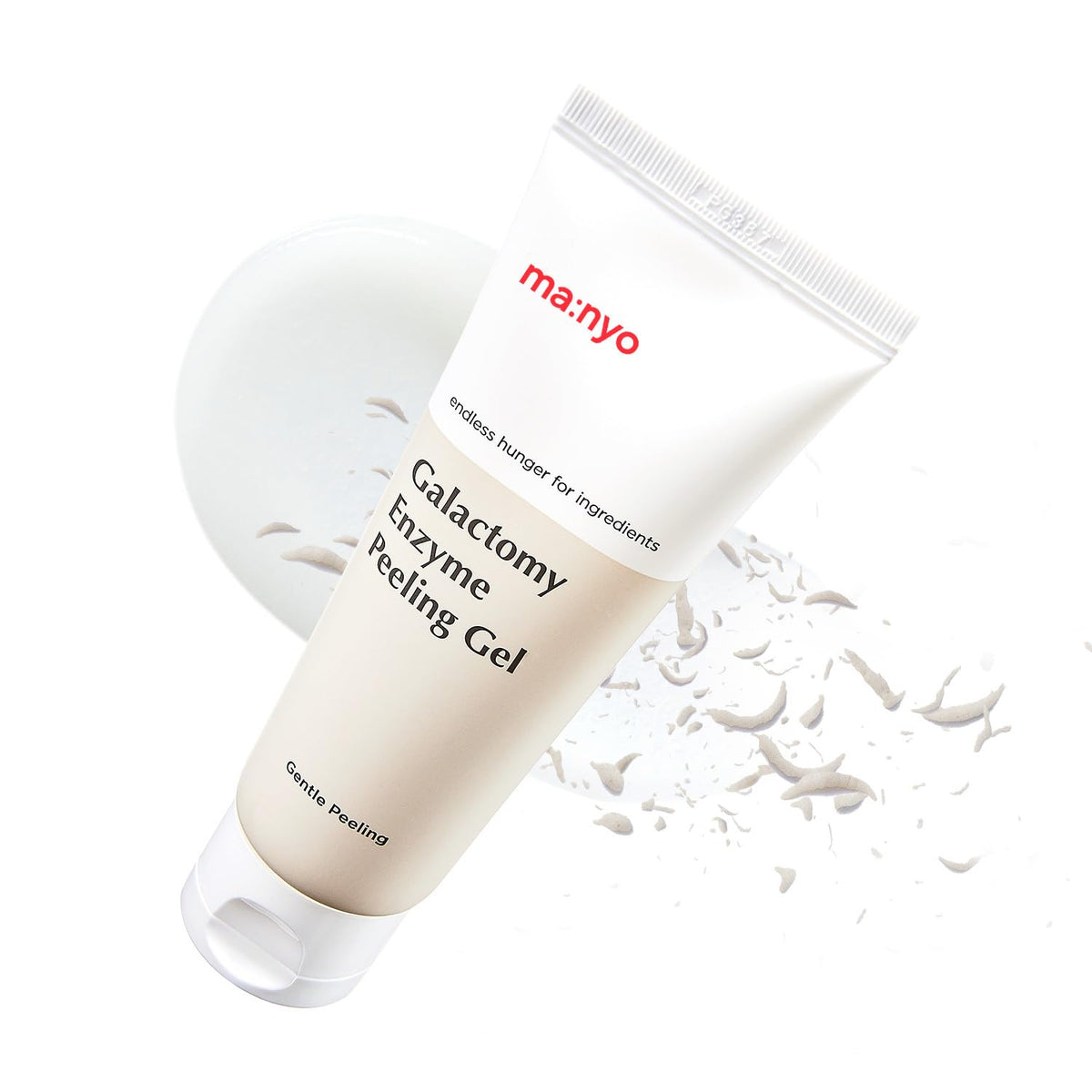 ma:nyo Galactomy Enzyme Peeling Gel sur peau, exfoliation douce et efficace.