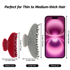MAORULU pinces cheveux acétate gros plan dents arrondies pour le confort.