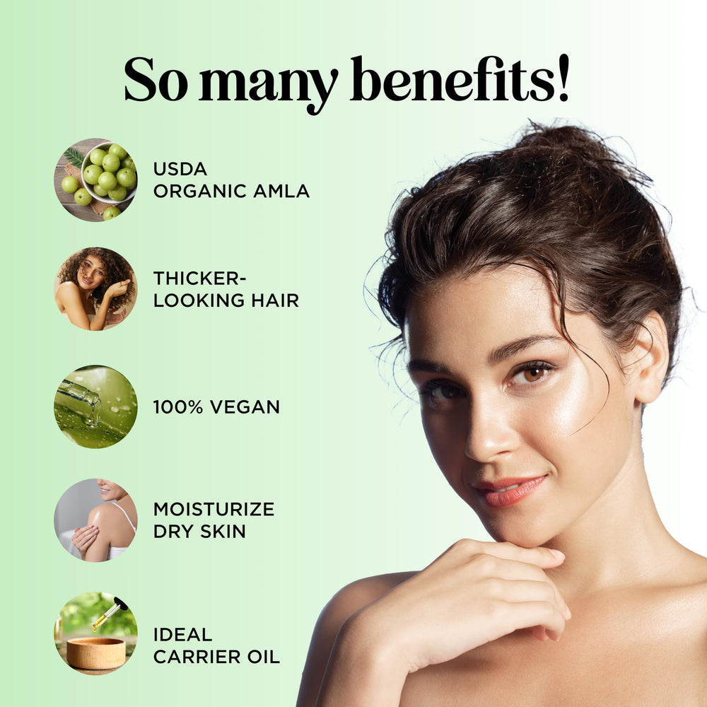 Maple Holistics Amla Oil pour bottle demonstrating easy application for daily scalp care.