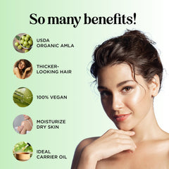 Maple Holistics Amla Oil pour bottle demonstrating easy application for daily scalp care.