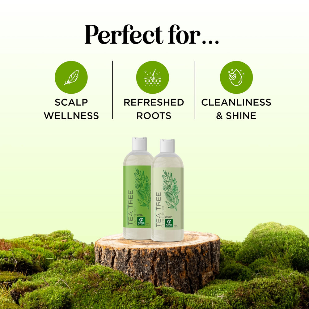 Maple Holistics après-shampoing arbre à thé - bouteille pratique pour démêler.