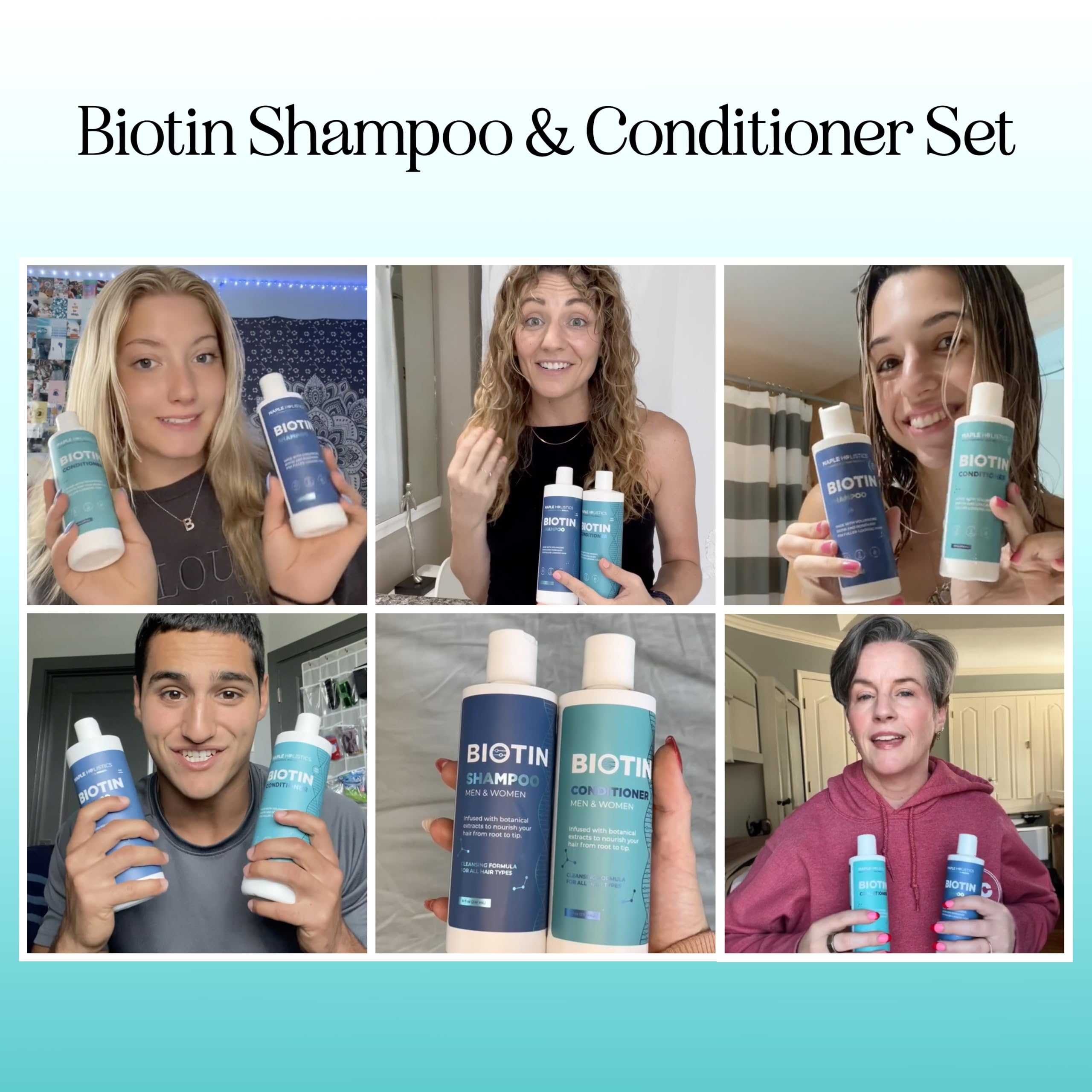 Maple Holistics après-shampooing biotine romarin en bouteille, démêlage facilité.