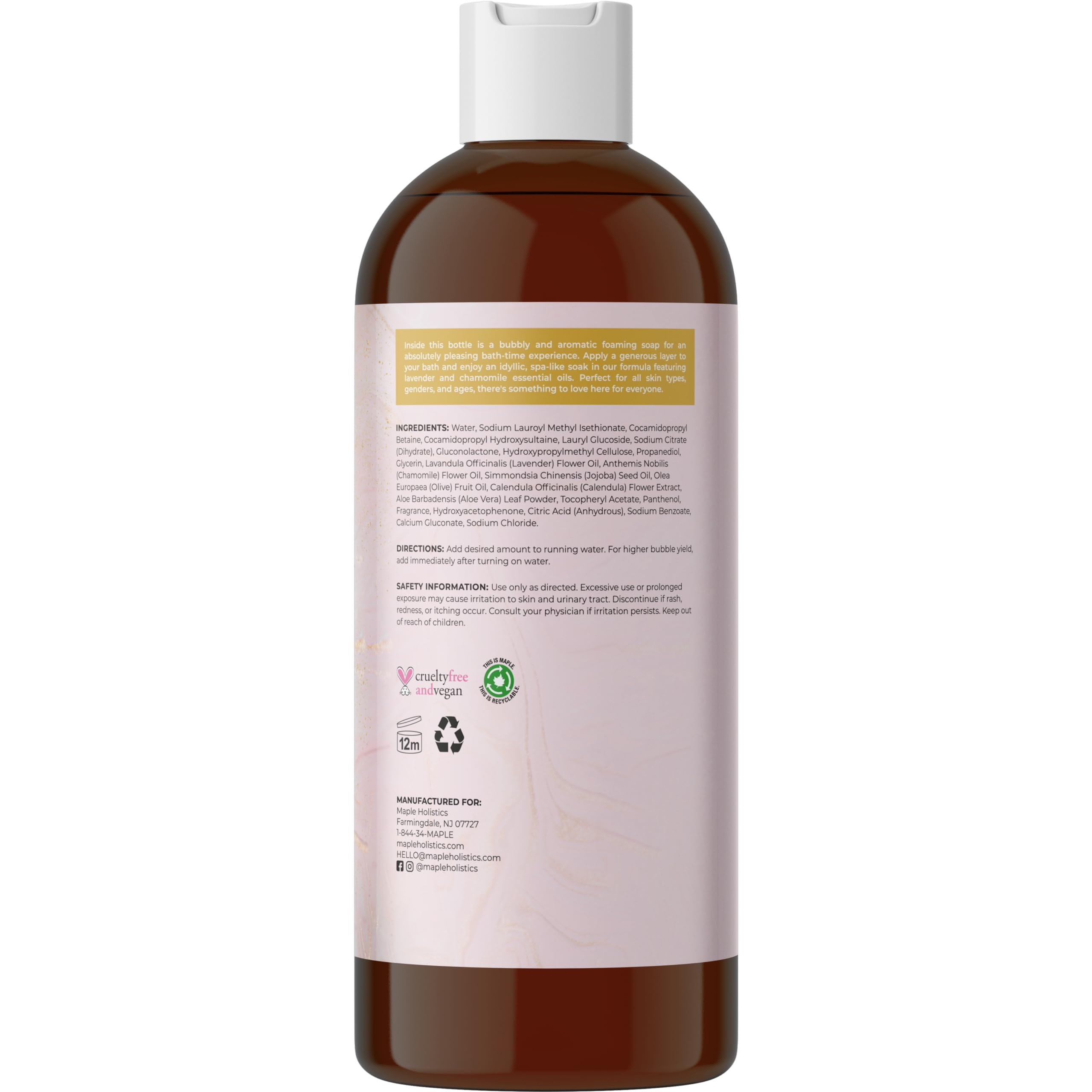 Maple Holistics Bain Lavande Aloé Vera : douceur hydratante pour tout le corps.
