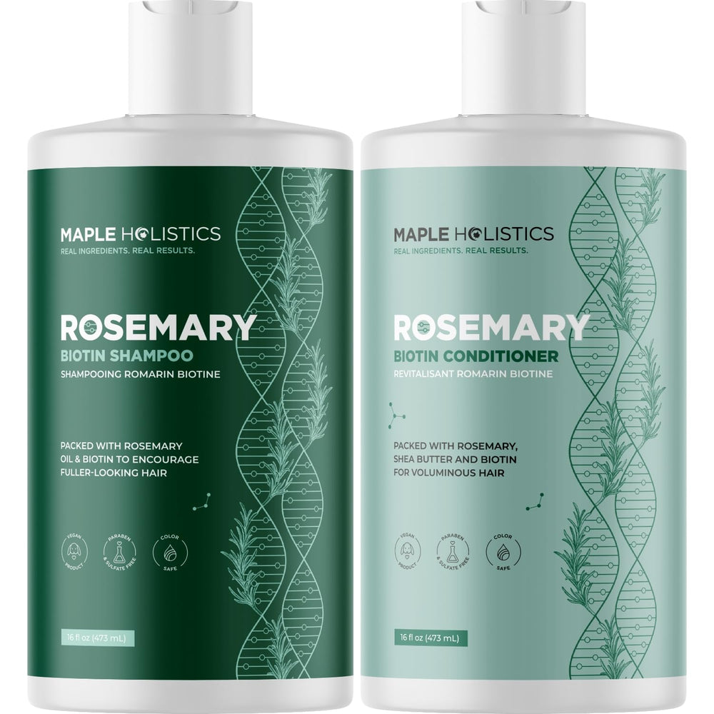 Maple Holistics Biotine Romarin Shampoing Bouteille: revitalise les cheveux fins et apporte du volume