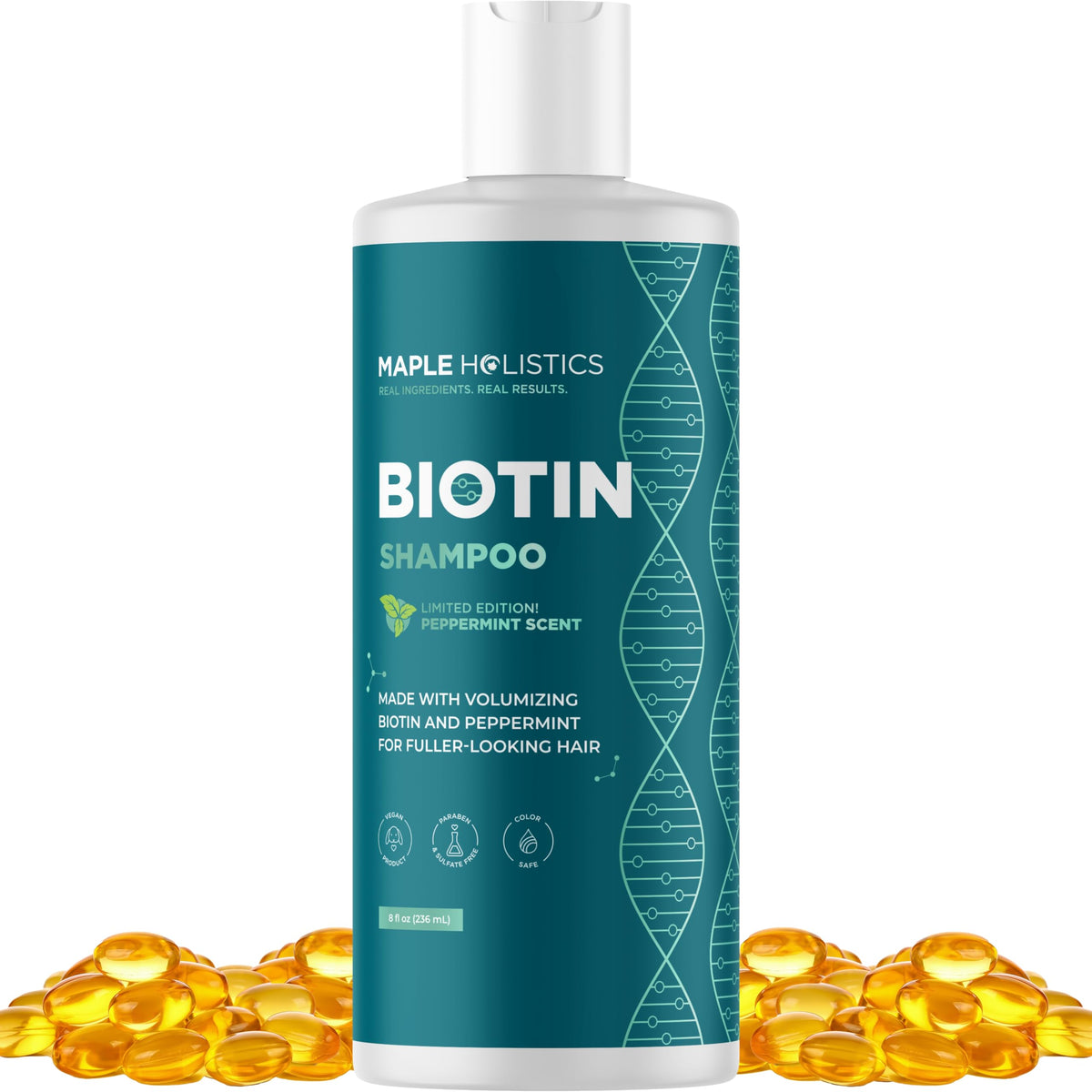 Maple Holistics Shampoing Biotine – bouteille, volume accru pour cheveux fins.