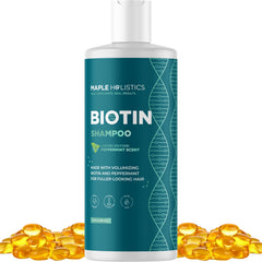 Maple Holistics Shampoing Biotine – bouteille, volume accru pour cheveux fins.