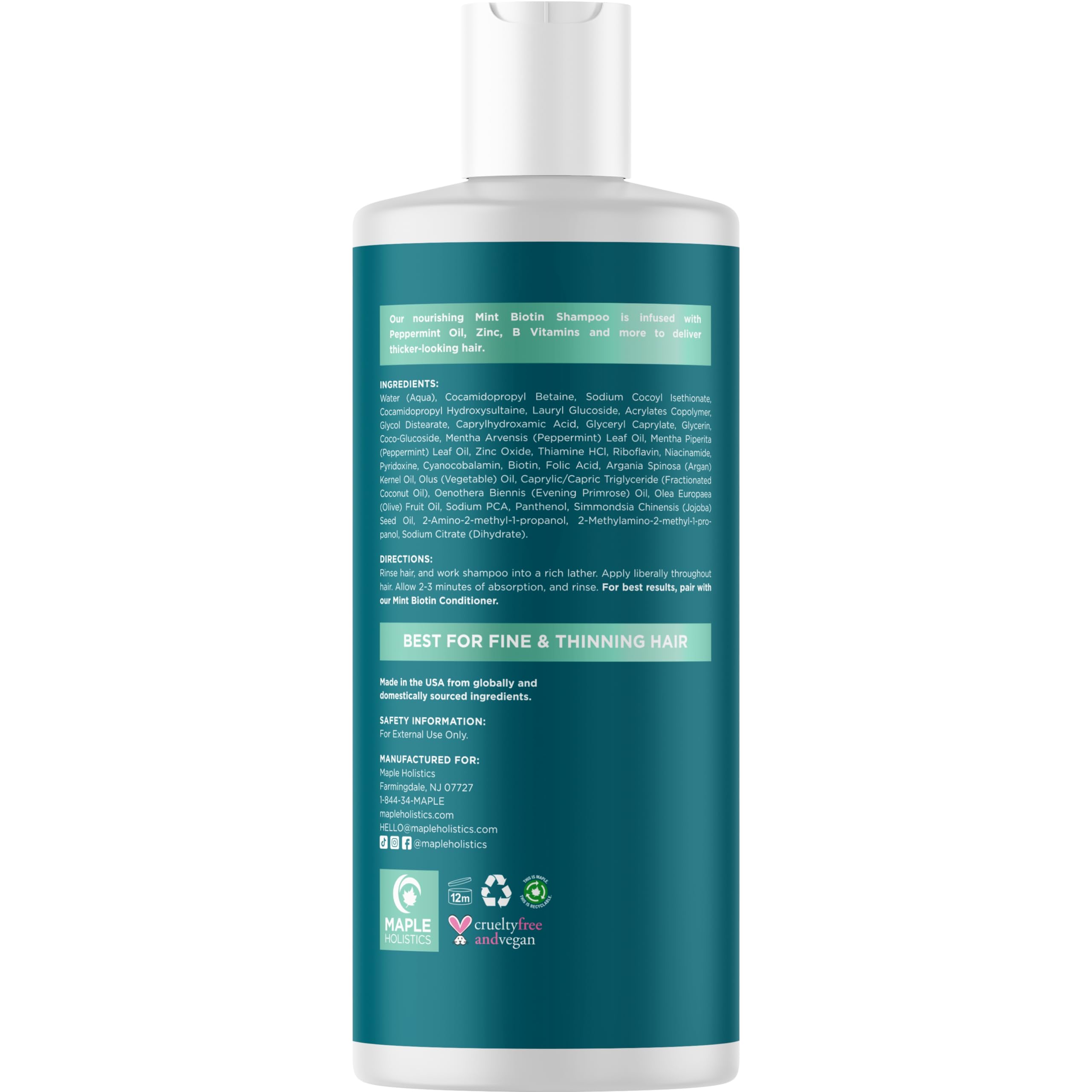 Maple Holistics Shampoing Biotine – texture crème, lavage agréable et hydratant.
